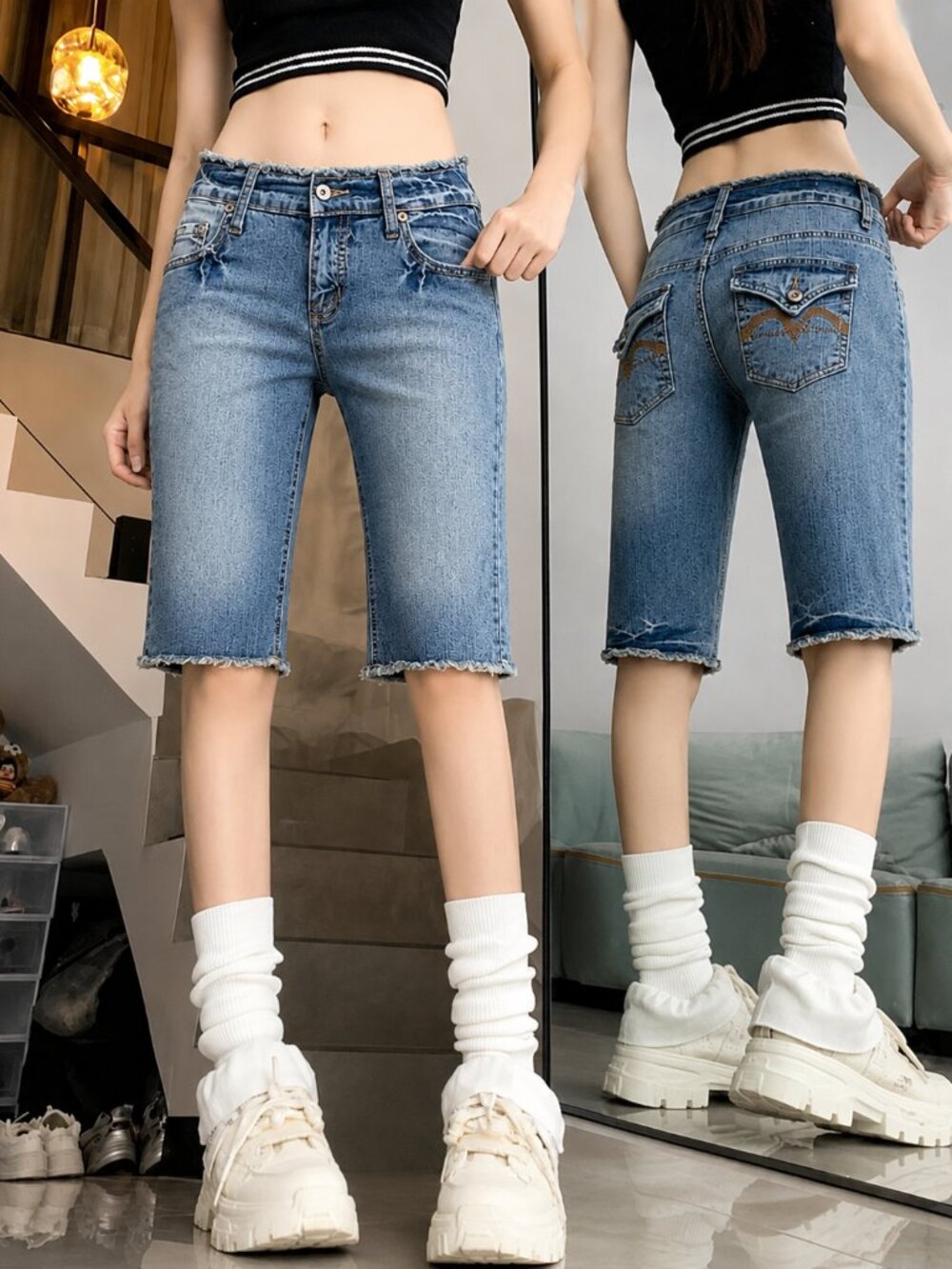 Vintage 90s Nine Point Eight Denim Capris